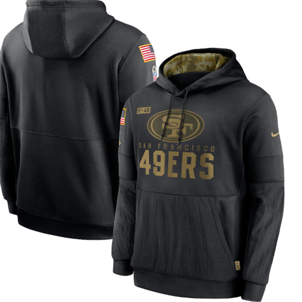 Men's San Francisco 49ers Black Salute To Service Sideline Performance Pullover Hoodie 2020